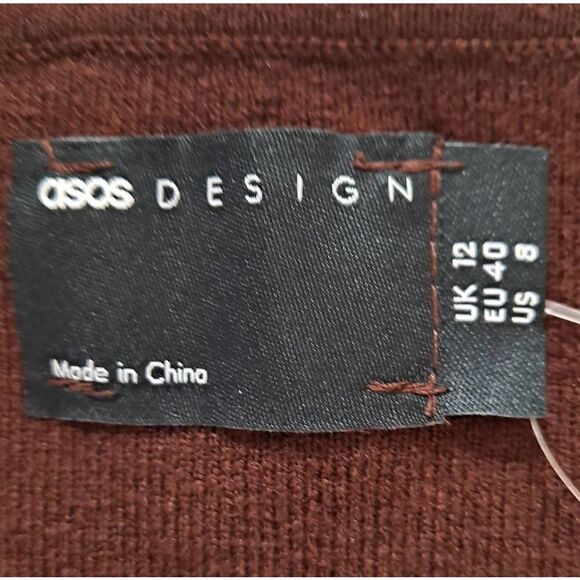 ASOS Design Knitted Midi Bodycon Dress with Open Back Brown 8 - Picture 3 of 5